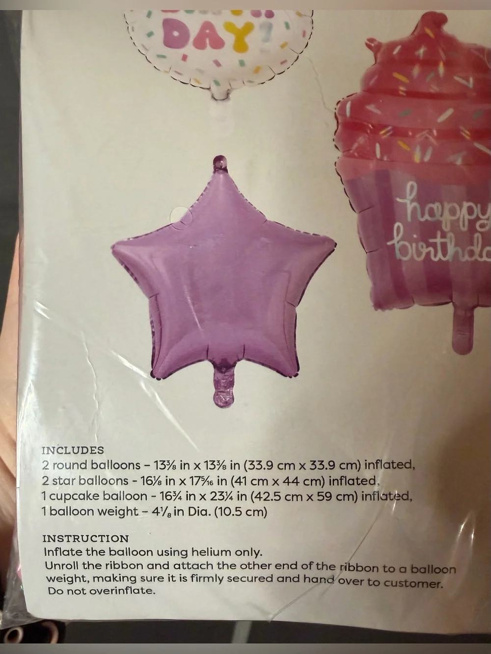 Happy Birthday Cupcake Balloon Party Set - Purple & Pink